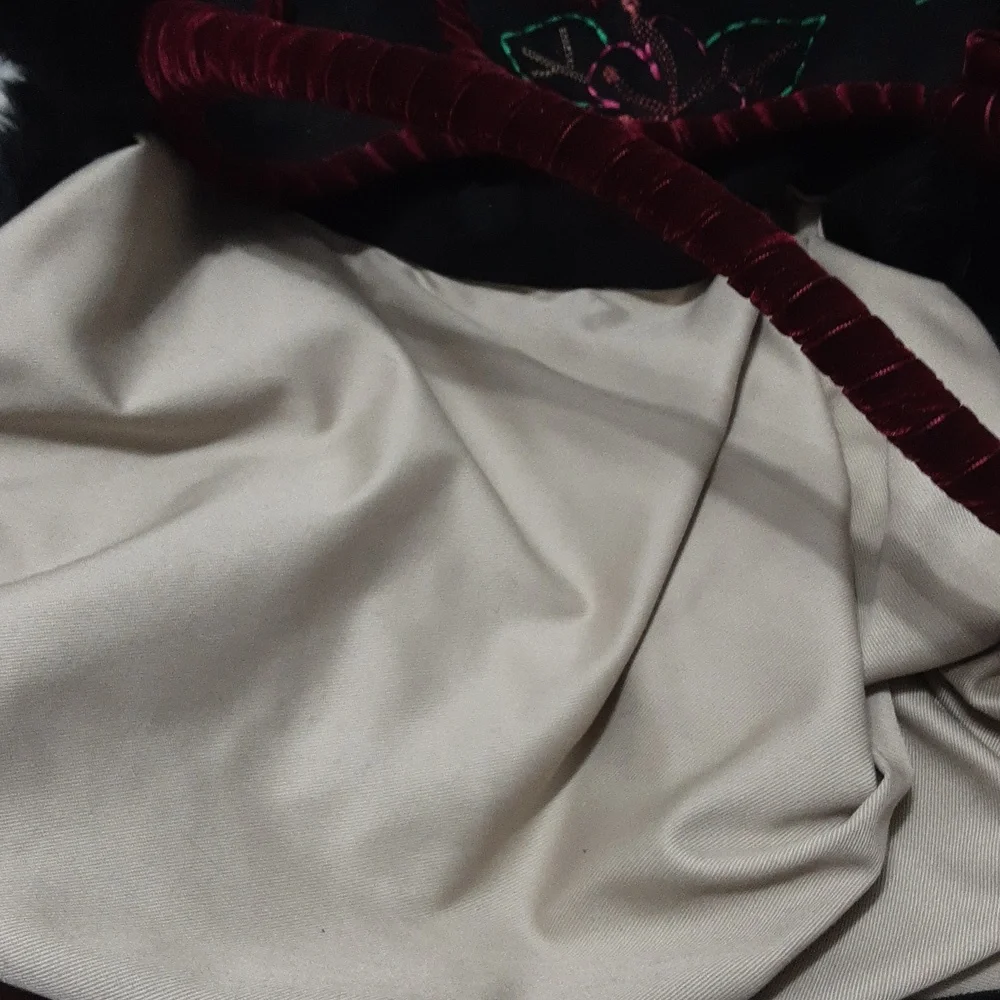 ANTONIO‎ I MELANI Black Faux Fur Multicolored Embroidered Detail Tote